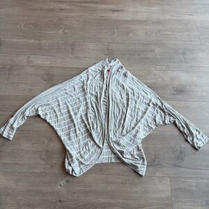 Gray and White striped cardigan - size small EUC
